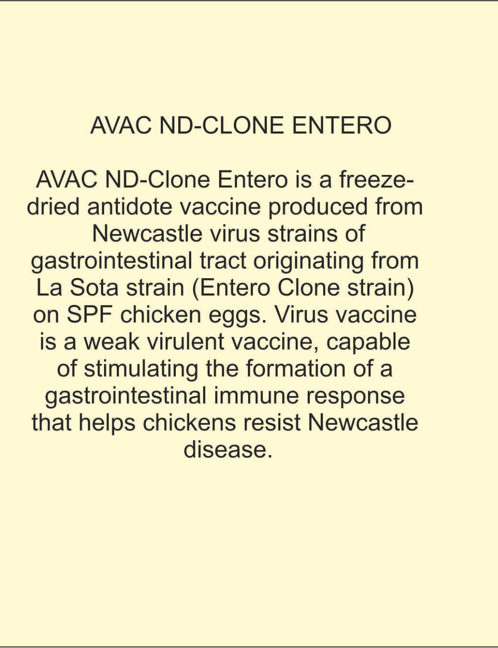 AVAC ND-CLONE ENTERO