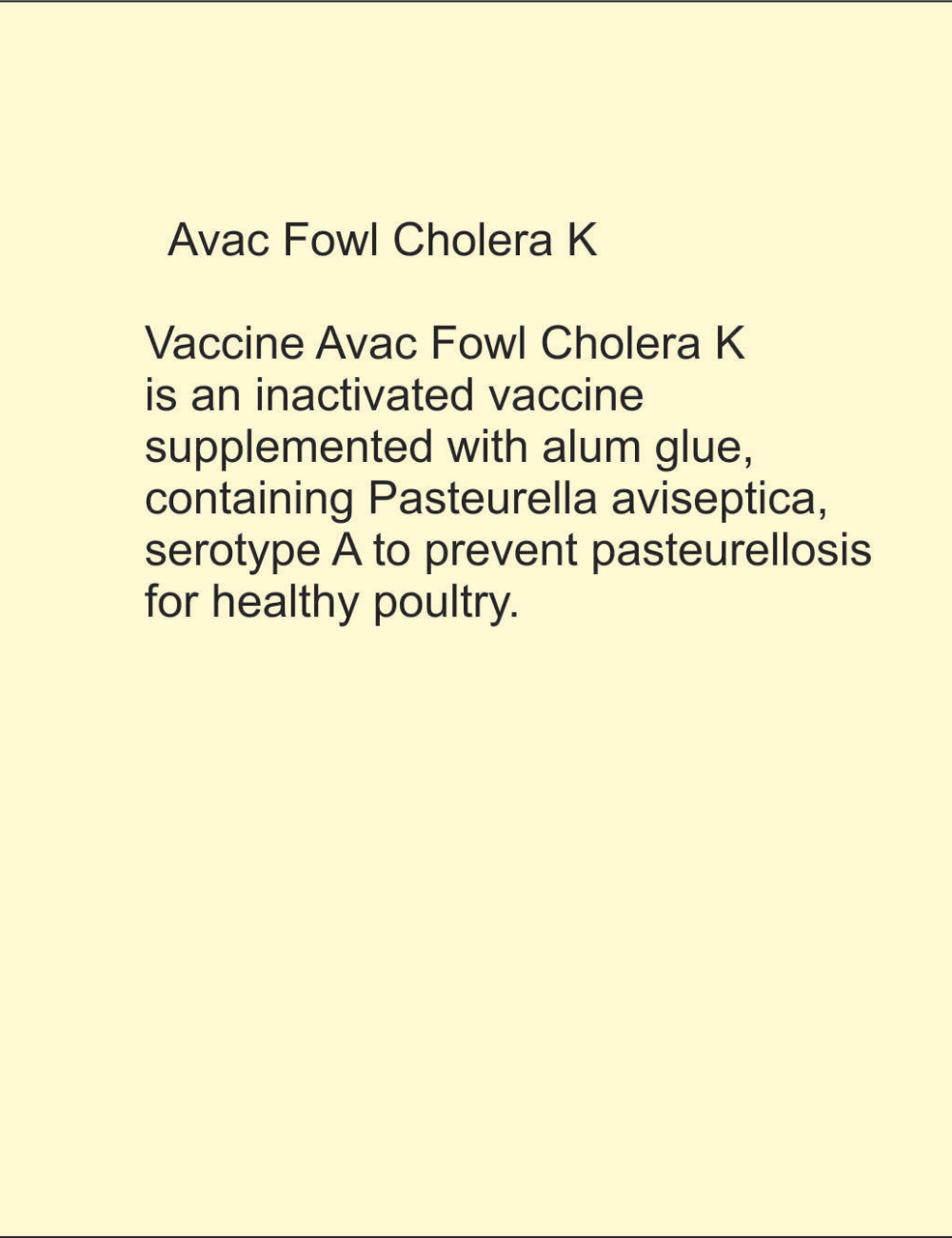 AVAC FOWL CHOLERA K